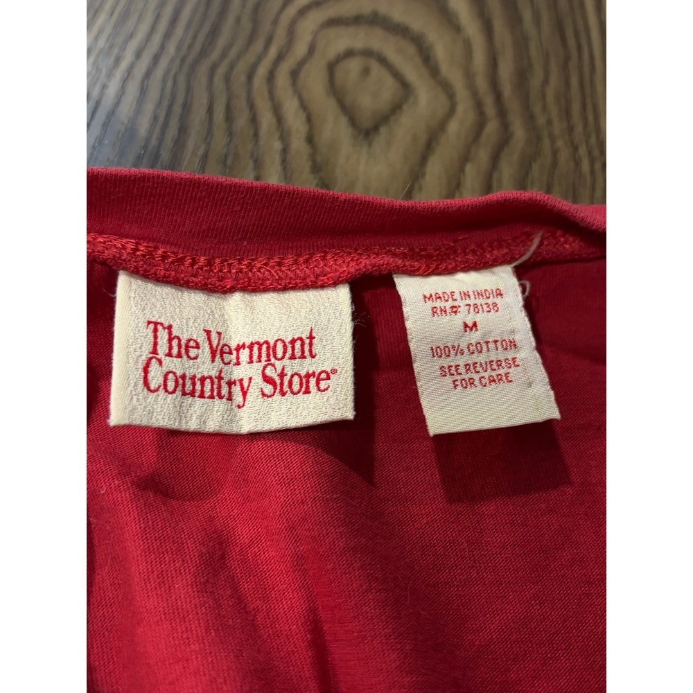 Vermont‎ Country Store Red Floral Embroidered Cotton Square Neck Top M Boho - Picture 3 of 8